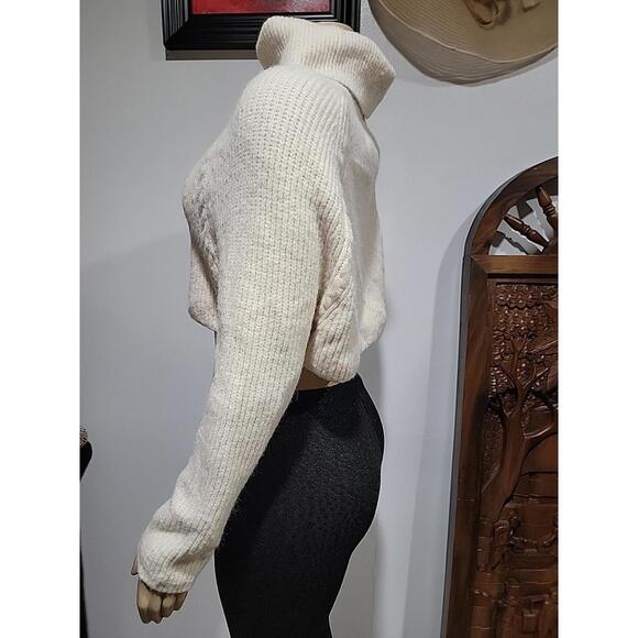 12th Tribe No Chill Ivory Crop Knit Ribbed  Sweater- S/M NWT #R1 - Picture 7 of 9